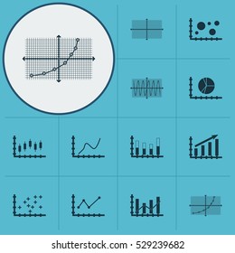 Set Of Graphs, Diagrams And Statistics Icons. Premium Quality Symbol Collection. Icons Can Be Used For Web, App And UI Design. Vector Illustration, EPS10.