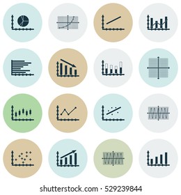 Set Of Graphs, Diagrams And Statistics Icons. Premium Quality Symbol Collection. Icons Can Be Used For Web, App And UI Design. Vector Illustration, EPS10.