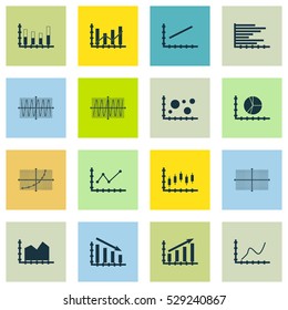 Set Of Graphs, Diagrams And Statistics Icons. Premium Quality Symbol Collection. Icons Can Be Used For Web, App And UI Design. Vector Illustration, EPS10.
