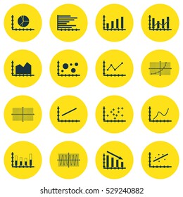 Set Of Graphs, Diagrams And Statistics Icons. Premium Quality Symbol Collection. Icons Can Be Used For Web, App And UI Design. Vector Illustration, EPS10.
