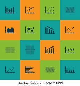 Set Of Graphs, Diagrams And Statistics Icons. Premium Quality Symbol Collection. Icons Can Be Used For Web, App And UI Design. Vector Illustration, EPS10.