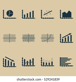 Set Of Graphs, Diagrams And Statistics Icons. Premium Quality Symbol Collection. Icons Can Be Used For Web, App And UI Design. Vector Illustration, EPS10.