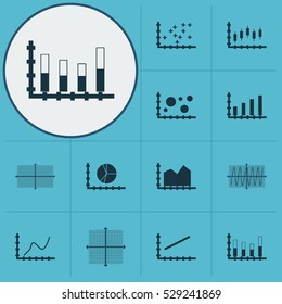 Set Of Graphs, Diagrams And Statistics Icons. Premium Quality Symbol Collection. Icons Can Be Used For Web, App And UI Design. Vector Illustration, EPS10.