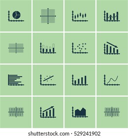 Set Of Graphs, Diagrams And Statistics Icons. Premium Quality Symbol Collection. Icons Can Be Used For Web, App And UI Design. Vector Illustration, EPS10.
