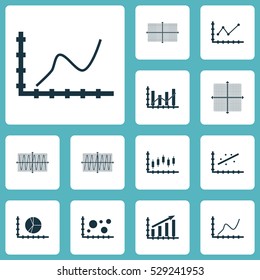 Set Of Graphs, Diagrams And Statistics Icons. Premium Quality Symbol Collection. Icons Can Be Used For Web, App And UI Design. Vector Illustration, EPS10.