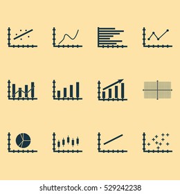 Set Of Graphs, Diagrams And Statistics Icons. Premium Quality Symbol Collection. Icons Can Be Used For Web, App And UI Design. Vector Illustration, EPS10.