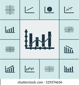 Set Of Graphs, Diagrams And Statistics Icons. Premium Quality Symbol Collection. Icons Can Be Used For Web, App And UI Design. Vector Illustration, EPS10.