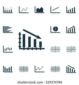 Set Of Graphs, Diagrams And Statistics Icons. Premium Quality Symbol Collection. Icons Can Be Used For Web, App And UI Design. Vector Illustration, EPS10.