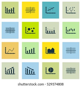 Set Of Graphs, Diagrams And Statistics Icons. Premium Quality Symbol Collection. Icons Can Be Used For Web, App And UI Design. Vector Illustration, EPS10.