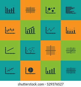 Set Of Graphs, Diagrams And Statistics Icons. Premium Quality Symbol Collection. Icons Can Be Used For Web, App And UI Design. Vector Illustration, EPS10.