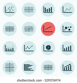 Set Of Graphs, Diagrams And Statistics Icons. Premium Quality Symbol Collection. Icons Can Be Used For Web, App And UI Design. Vector Illustration, EPS10.