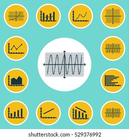 Set Of Graphs, Diagrams And Statistics Icons. Premium Quality Symbol Collection. Icons Can Be Used For Web, App And UI Design. Vector Illustration, EPS10.