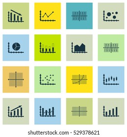 Set Of Graphs, Diagrams And Statistics Icons. Premium Quality Symbol Collection. Icons Can Be Used For Web, App And UI Design. Vector Illustration, EPS10.