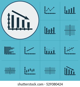 Set Of Graphs, Diagrams And Statistics Icons. Premium Quality Symbol Collection. Icons Can Be Used For Web, App And UI Design. Vector Illustration, EPS10.