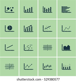 Set Of Graphs, Diagrams And Statistics Icons. Premium Quality Symbol Collection. Icons Can Be Used For Web, App And UI Design. Vector Illustration, EPS10.