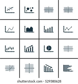 Set Of Graphs, Diagrams And Statistics Icons. Premium Quality Symbol Collection. Icons Can Be Used For Web, App And UI Design. Vector Illustration, EPS10.