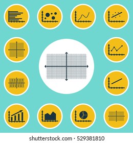 Set Of Graphs, Diagrams And Statistics Icons. Premium Quality Symbol Collection. Icons Can Be Used For Web, App And UI Design. Vector Illustration, EPS10.