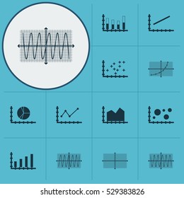 Set Of Graphs, Diagrams And Statistics Icons. Premium Quality Symbol Collection. Icons Can Be Used For Web, App And UI Design. Vector Illustration, EPS10.