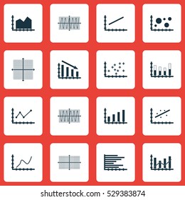Set Of Graphs, Diagrams And Statistics Icons. Premium Quality Symbol Collection. Icons Can Be Used For Web, App And UI Design. Vector Illustration, EPS10.