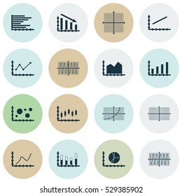 Set Of Graphs, Diagrams And Statistics Icons. Premium Quality Symbol Collection. Icons Can Be Used For Web, App And UI Design. Vector Illustration, EPS10.