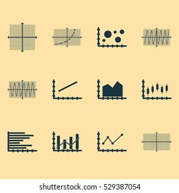 Set Of Graphs, Diagrams And Statistics Icons. Premium Quality Symbol Collection. Icons Can Be Used For Web, App And UI Design. Vector Illustration, EPS10.