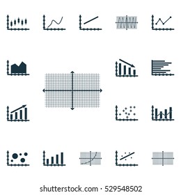 Set Of Graphs, Diagrams And Statistics Icons. Premium Quality Symbol Collection. Icons Can Be Used For Web, App And UI Design. Vector Illustration, EPS10.