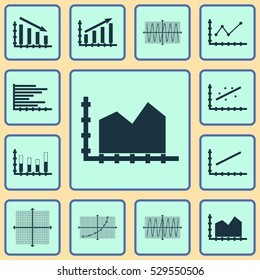 Set Of Graphs, Diagrams And Statistics Icons. Premium Quality Symbol Collection. Icons Can Be Used For Web, App And UI Design. Vector Illustration, EPS10.