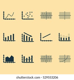 Set Of Graphs, Diagrams And Statistics Icons. Premium Quality Symbol Collection. Icons Can Be Used For Web, App And UI Design. Vector Illustration, EPS10.
