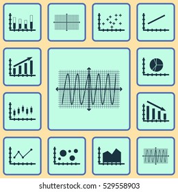 Set Of Graphs, Diagrams And Statistics Icons. Premium Quality Symbol Collection. Icons Can Be Used For Web, App And UI Design. Vector Illustration, EPS10.