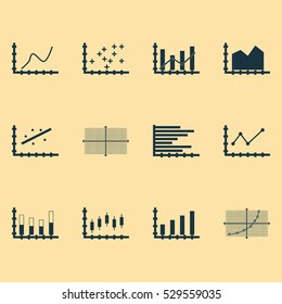 Set Of Graphs, Diagrams And Statistics Icons. Premium Quality Symbol Collection. Icons Can Be Used For Web, App And UI Design. Vector Illustration, EPS10.