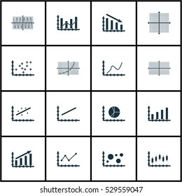 Set Of Graphs, Diagrams And Statistics Icons. Premium Quality Symbol Collection. Icons Can Be Used For Web, App And UI Design. Vector Illustration, EPS10.