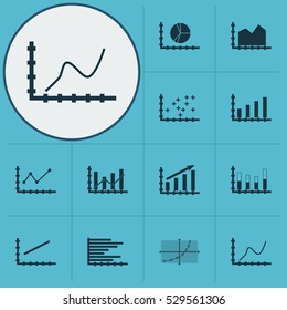 Set Of Graphs, Diagrams And Statistics Icons. Premium Quality Symbol Collection. Icons Can Be Used For Web, App And UI Design. Vector Illustration, EPS10.