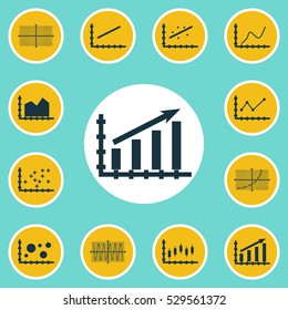 Set Of Graphs, Diagrams And Statistics Icons. Premium Quality Symbol Collection. Icons Can Be Used For Web, App And UI Design. Vector Illustration, EPS10.