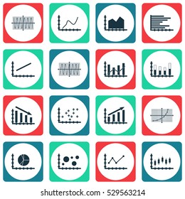 Set Of Graphs, Diagrams And Statistics Icons. Premium Quality Symbol Collection. Icons Can Be Used For Web, App And UI Design. Vector Illustration, EPS10.