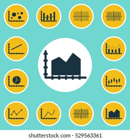 Set Of Graphs, Diagrams And Statistics Icons. Premium Quality Symbol Collection. Icons Can Be Used For Web, App And UI Design. Vector Illustration, EPS10.