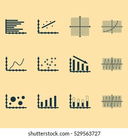 Set Of Graphs, Diagrams And Statistics Icons. Premium Quality Symbol Collection. Icons Can Be Used For Web, App And UI Design. Vector Illustration, EPS10.