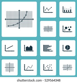 Set Of Graphs, Diagrams And Statistics Icons. Premium Quality Symbol Collection. Icons Can Be Used For Web, App And UI Design. Vector Illustration, EPS10.