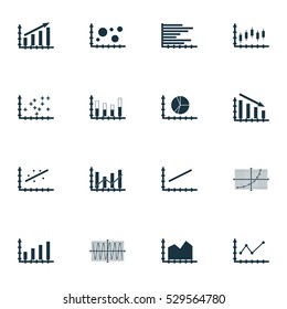 Set Of Graphs, Diagrams And Statistics Icons. Premium Quality Symbol Collection. Icons Can Be Used For Web, App And UI Design. Vector Illustration, EPS10.