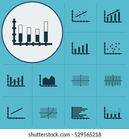 Set Of Graphs, Diagrams And Statistics Icons. Premium Quality Symbol Collection. Icons Can Be Used For Web, App And UI Design. Vector Illustration, EPS10.