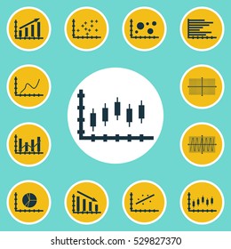 Set Of Graphs, Diagrams And Statistics Icons. Premium Quality Symbol Collection. Icons Can Be Used For Web, App And UI Design. Vector Illustration, EPS10.