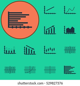 Set Of Graphs, Diagrams And Statistics Icons. Premium Quality Symbol Collection. Icons Can Be Used For Web, App And UI Design. Vector Illustration, EPS10.