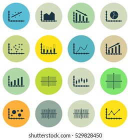Set Of Graphs, Diagrams And Statistics Icons. Premium Quality Symbol Collection. Icons Can Be Used For Web, App And UI Design. Vector Illustration, EPS10.