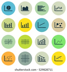 Set Of Graphs, Diagrams And Statistics Icons. Premium Quality Symbol Collection. Icons Can Be Used For Web, App And UI Design. Vector Illustration, EPS10.
