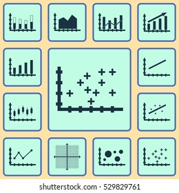 Set Of Graphs, Diagrams And Statistics Icons. Premium Quality Symbol Collection. Icons Can Be Used For Web, App And UI Design. Vector Illustration, EPS10.