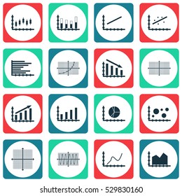 Set Of Graphs, Diagrams And Statistics Icons. Premium Quality Symbol Collection. Icons Can Be Used For Web, App And UI Design. Vector Illustration, EPS10.
