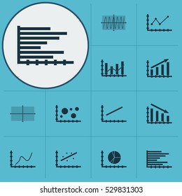 Set Of Graphs, Diagrams And Statistics Icons. Premium Quality Symbol Collection. Icons Can Be Used For Web, App And UI Design. Vector Illustration, EPS10.