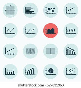Set Of Graphs, Diagrams And Statistics Icons. Premium Quality Symbol Collection. Icons Can Be Used For Web, App And UI Design. Vector Illustration, EPS10.