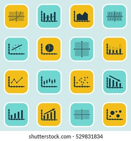 Set Of Graphs, Diagrams And Statistics Icons. Premium Quality Symbol Collection. Icons Can Be Used For Web, App And UI Design. Vector Illustration, EPS10.