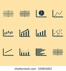 Set Of Graphs, Diagrams And Statistics Icons. Premium Quality Symbol Collection. Icons Can Be Used For Web, App And UI Design. Vector Illustration, EPS10.