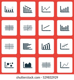 Set Of Graphs, Diagrams And Statistics Icons. Premium Quality Symbol Collection. Icons Can Be Used For Web, App And UI Design. Vector Illustration, EPS10.